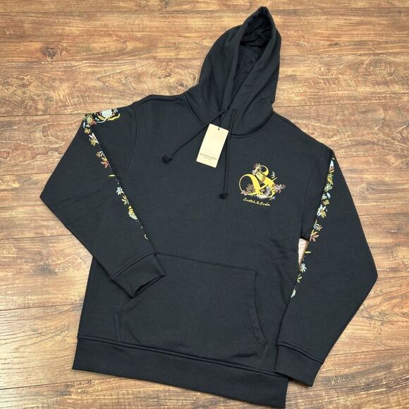Scotch‎ & Soda NWT Mens Relaxed Fit Small Graphic Hoodie Embroidered Black - Picture 1 of 11